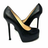 Saint Laurent Tribtoo 145 Women's Black Size 38/7.5 Platform Leather Pumps