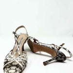 Manolo Blahnik Women's Ivory/Gray Strappy Leather Snake Italy Sandals - Article Consignment