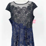 Deletta Women's Black/Blue Tank Lace Sheer Color Block Size L Sleeveless - Article Consignment