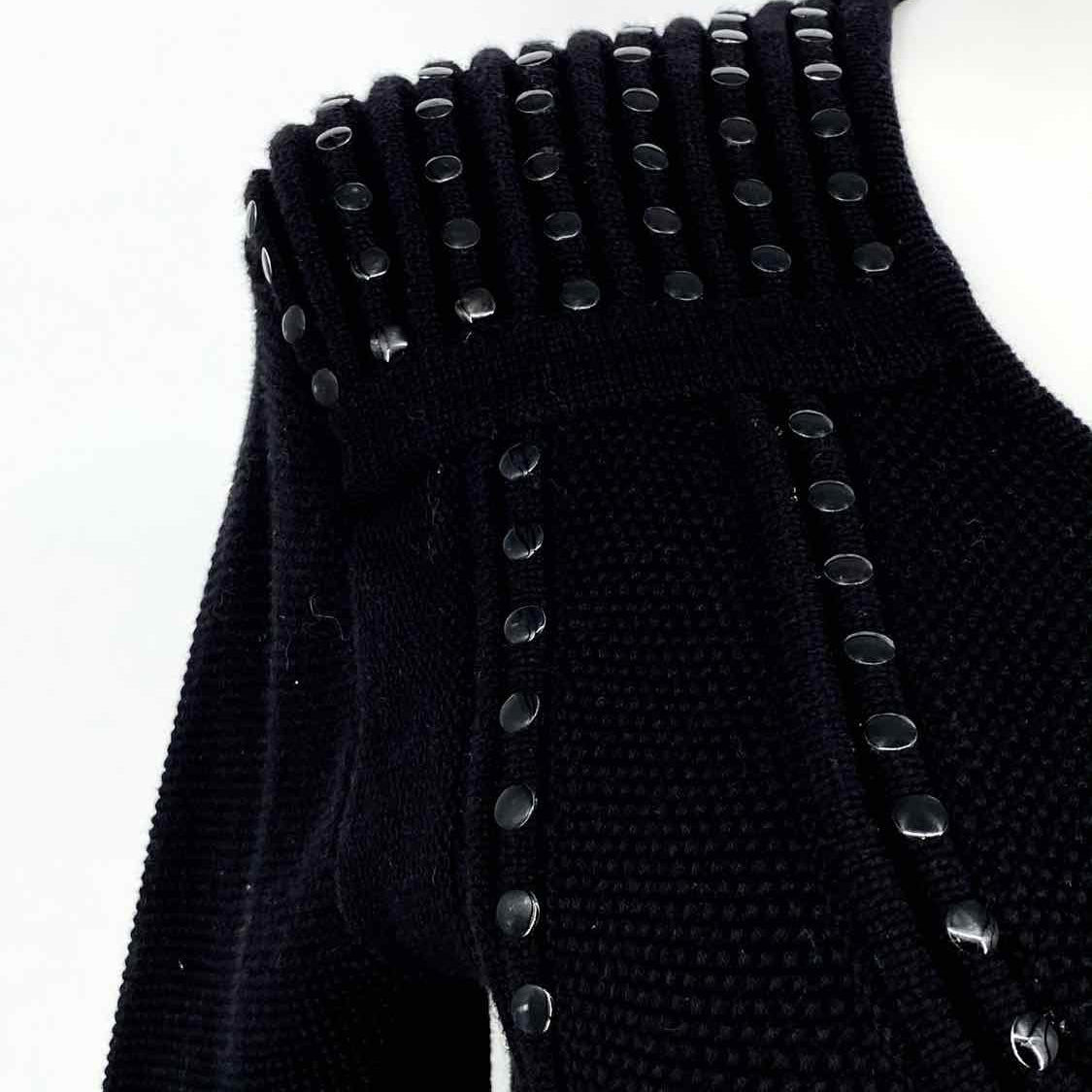 REBECCA MINKOFF Black Zip Studded Cotton Cardigan - Article Consignment