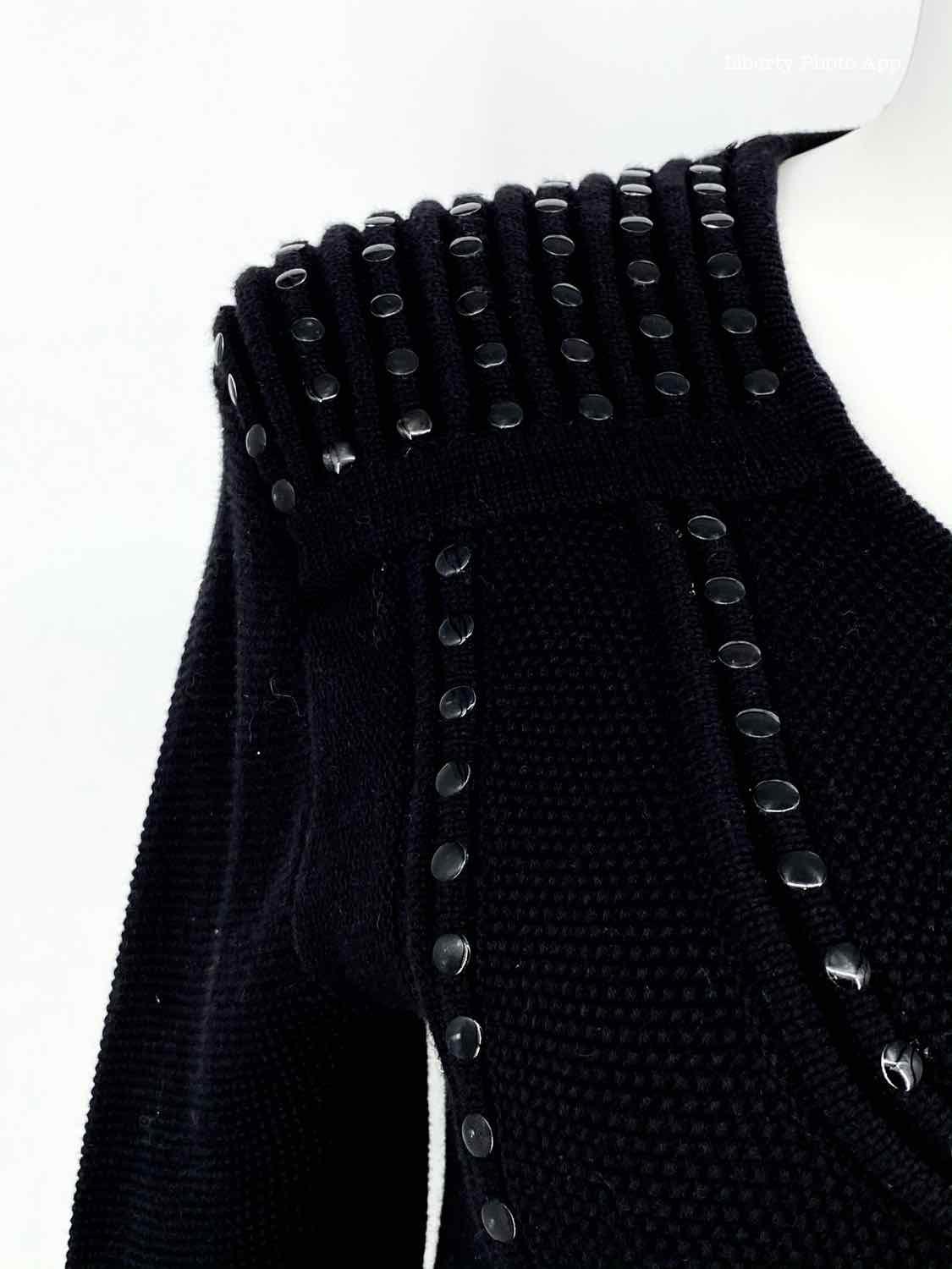 REBECCA MINKOFF Black Zip Studded Cotton Cardigan - Article Consignment