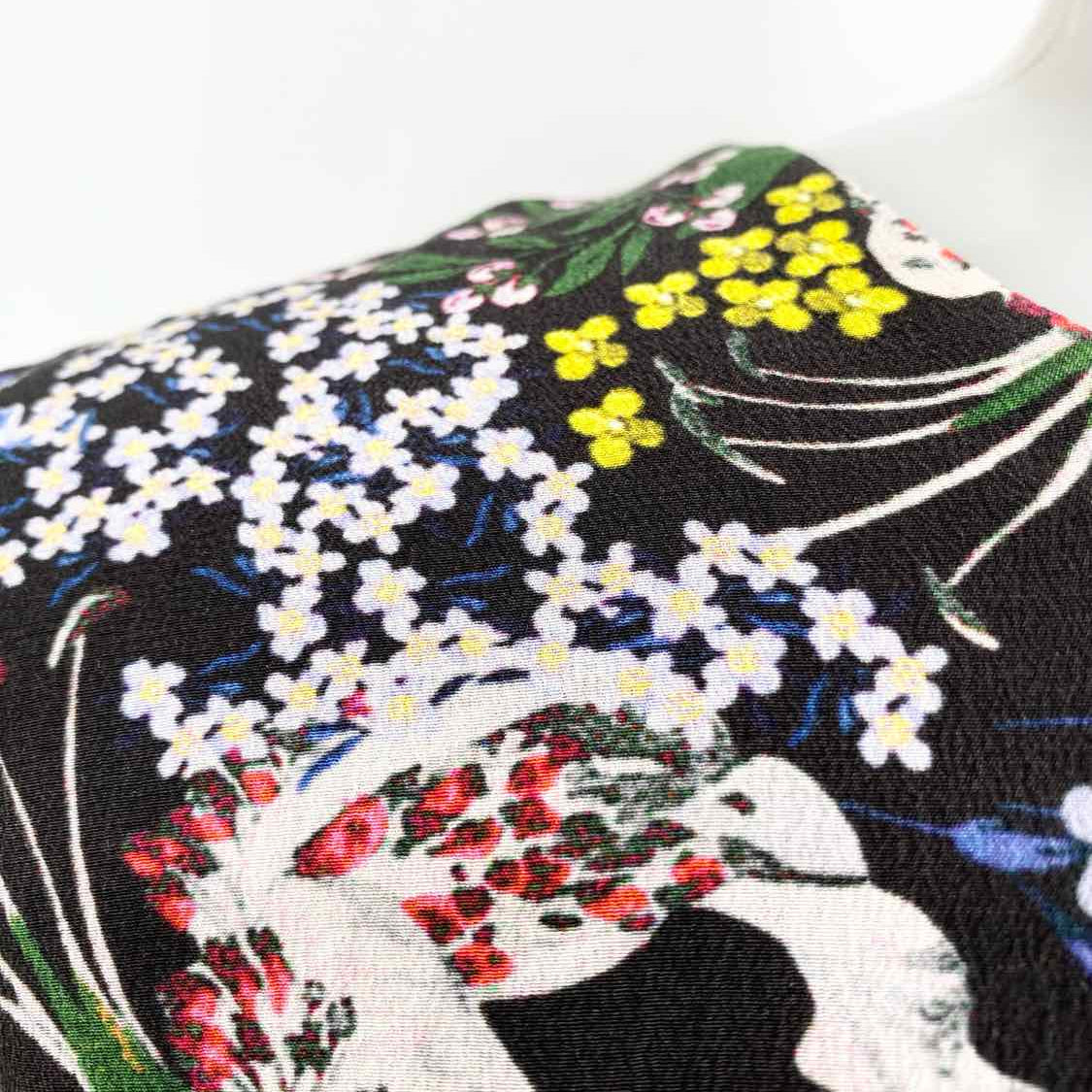 Erdem Women's Black Print Size 6 Silk Floral Long Sleeve
