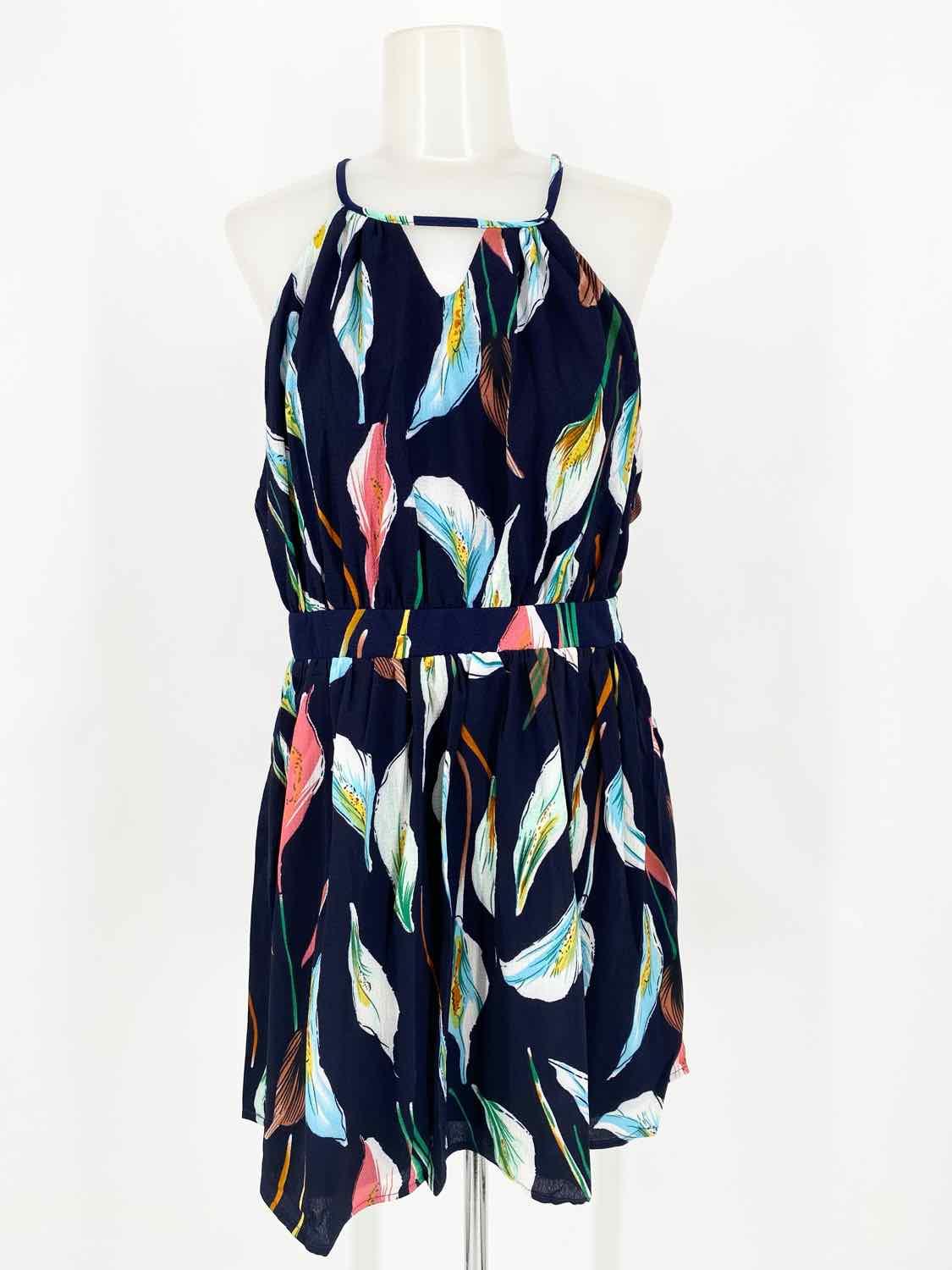 LUXMI Women's Navy/Pink Racerback Floral Size L Dress - Article Consignment