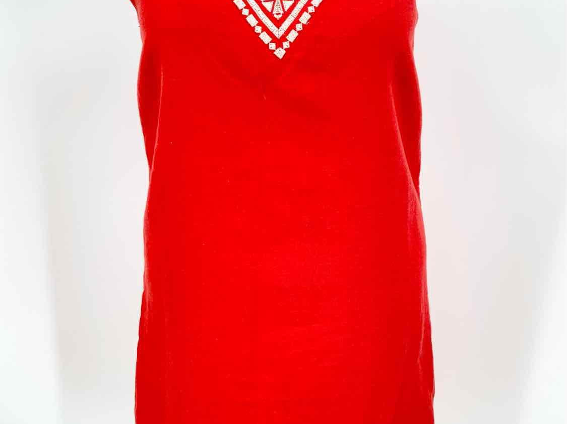 Kate Spade Women's Red/White Shift Embroidered Size 12 Dress - Article Consignment
