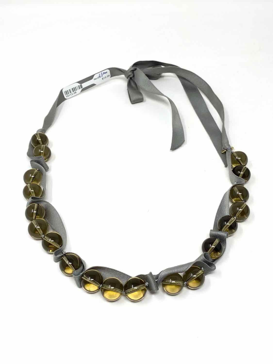 J Crew Ribbon Gray Beaded Necklace - Article Consignment