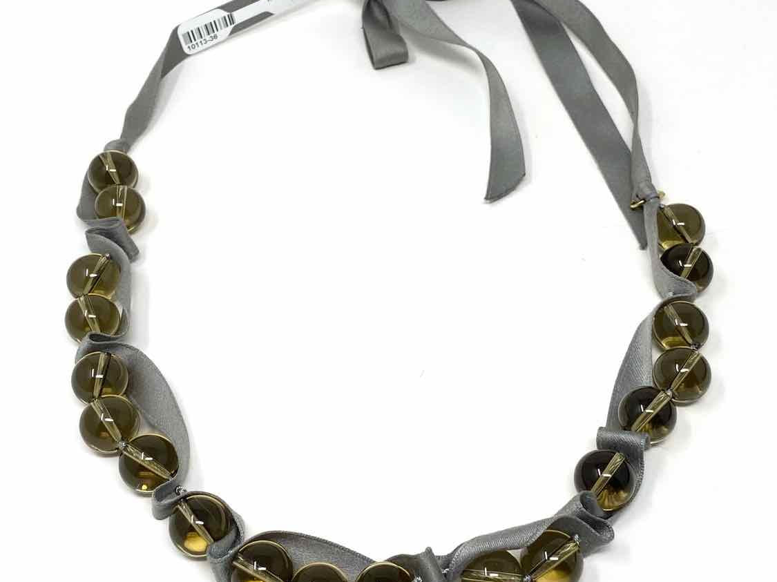 J Crew Ribbon Gray Beaded Necklace - Article Consignment