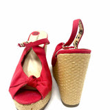 Madden Girls Women's Red/Tan Wedge Textile Knotted Platform Size 10 Sandals - Article Consignment