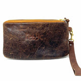 REBYC. Leather Brown Wristlet distressed Leather Clutch - Article Consignment