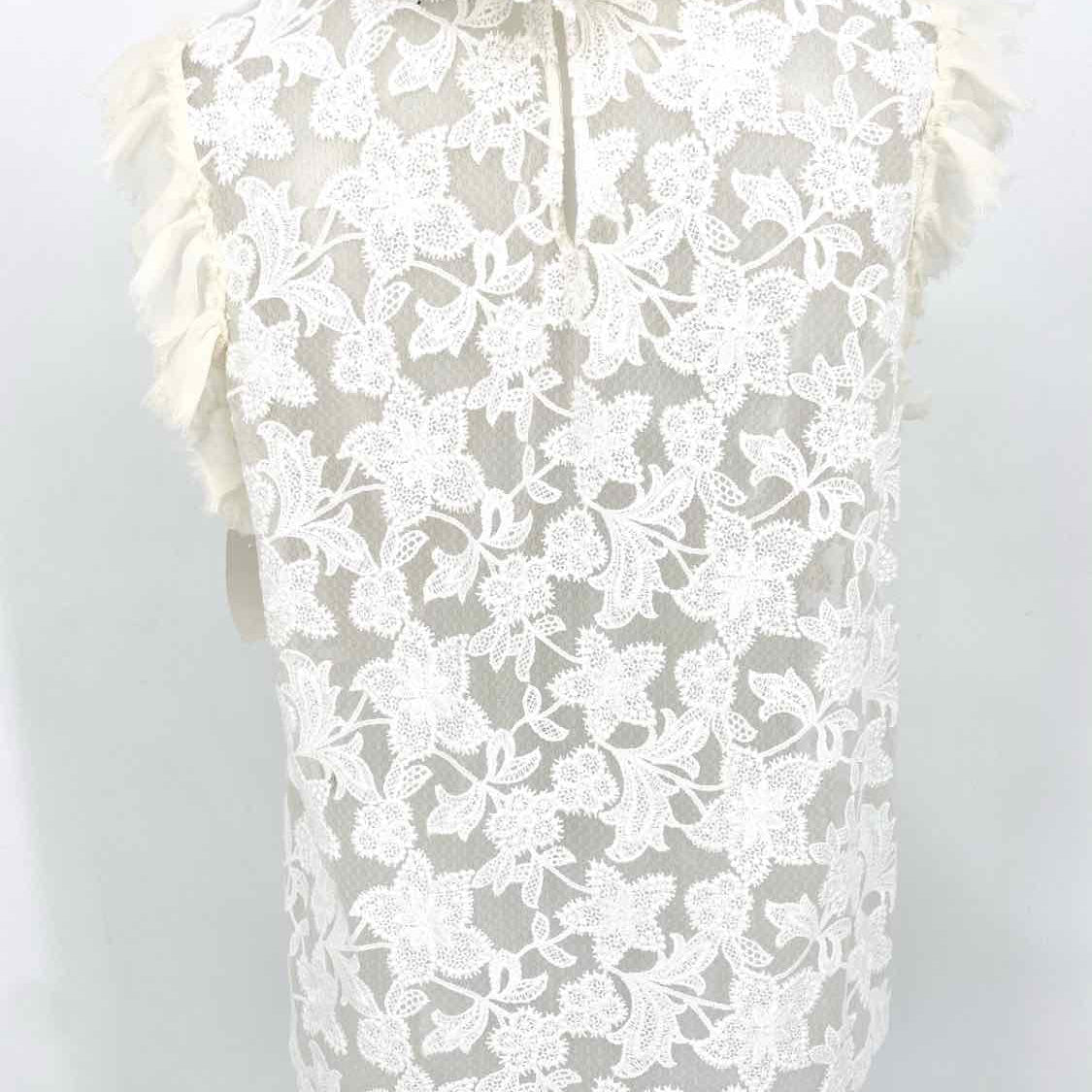 ALEXIS Women's White Mock Neck Nylon Lace Floral Size M Sleeveless