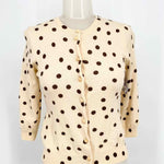J Crew Women's Cream/Brown Button Up Wool Polka Dot Size S Cardigan - Article Consignment