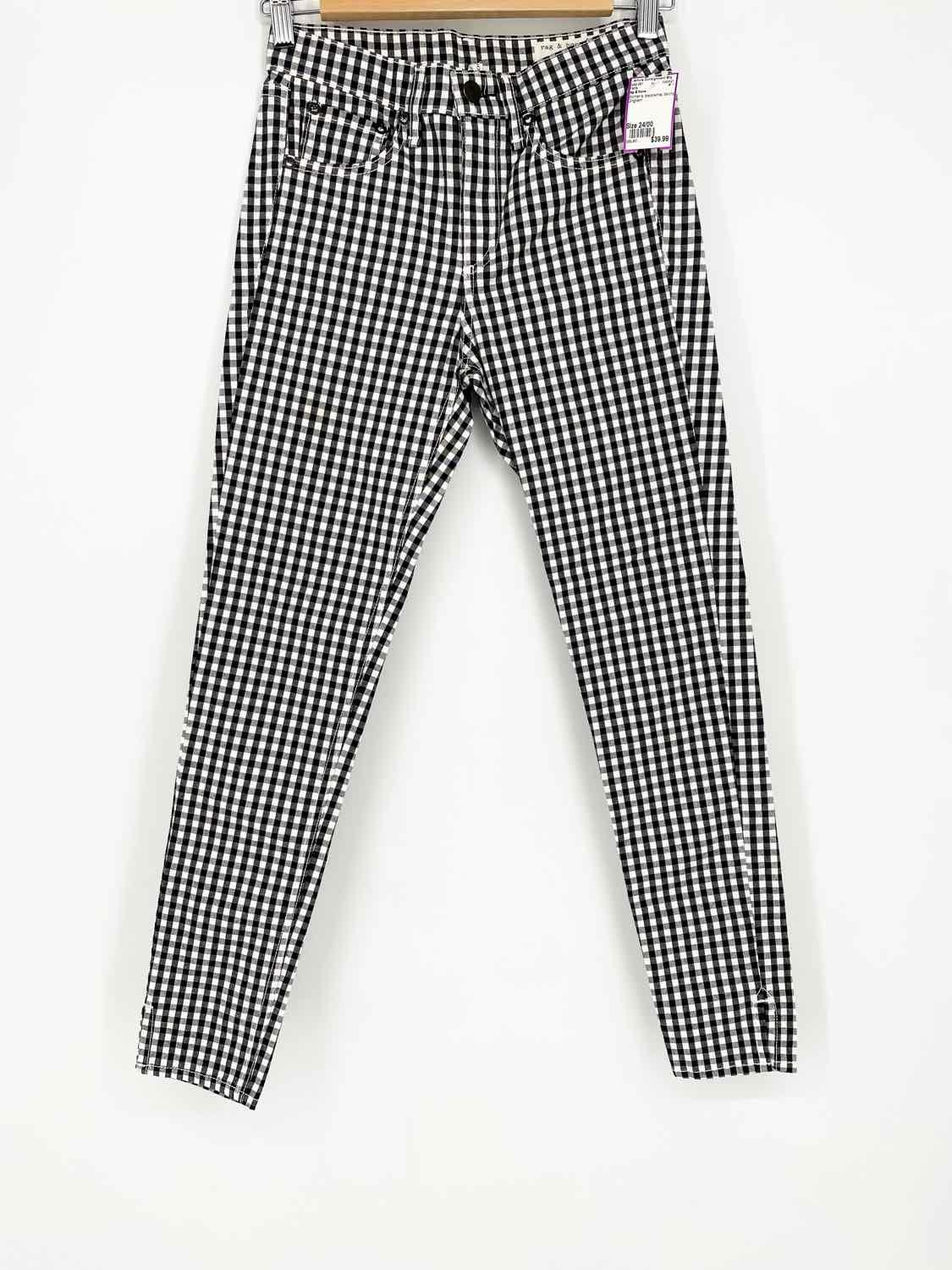 rag & bone Women's 10 Inch Capri black/white Skinny Gingham Size