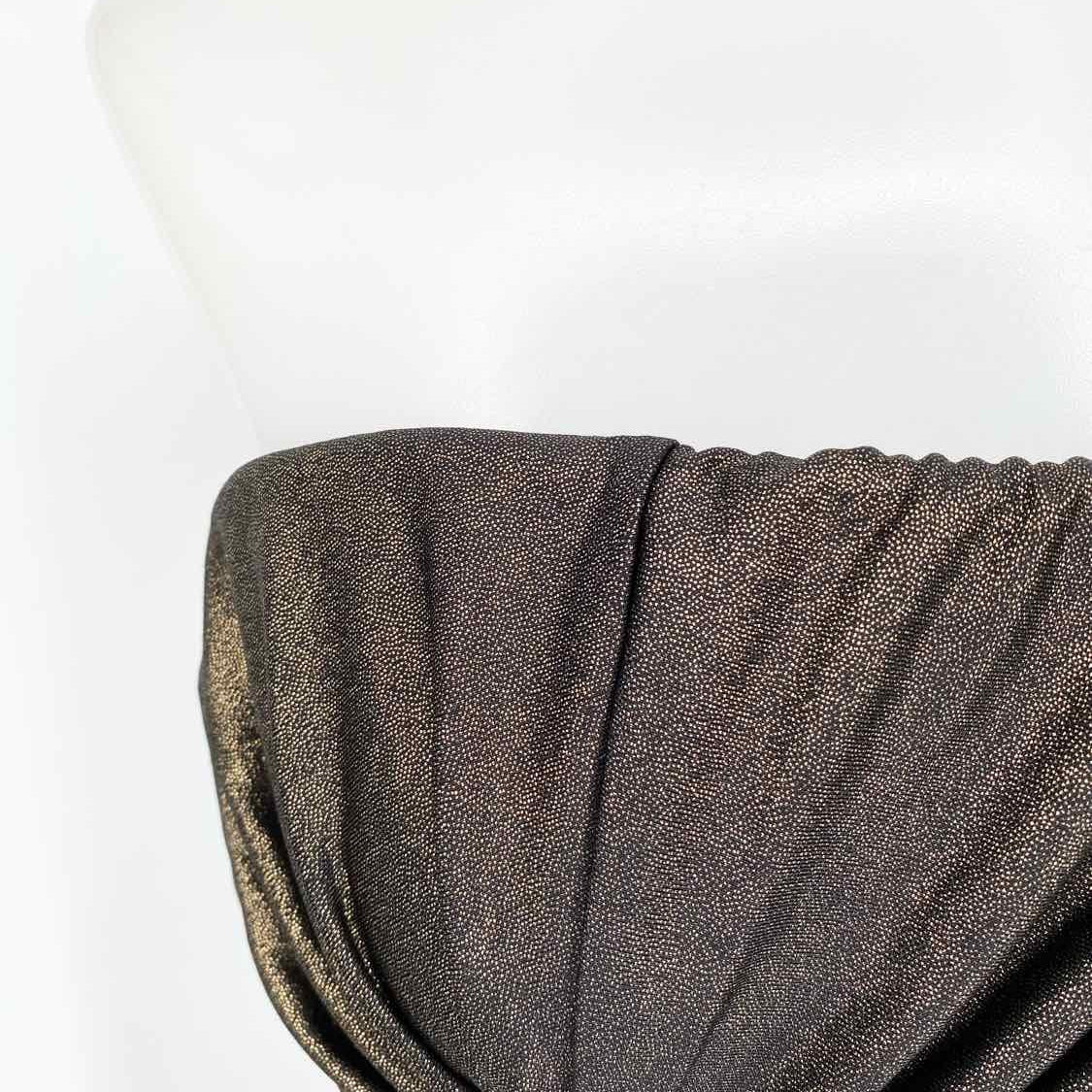 G by Guess Women's Bronze Strapless Metallic Ruched Holiday Size L Dress - Article Consignment