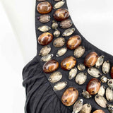 Scarlet Skye Women's Black/Brown Tank Jersey Embellished Size M Sleeveless - Article Consignment