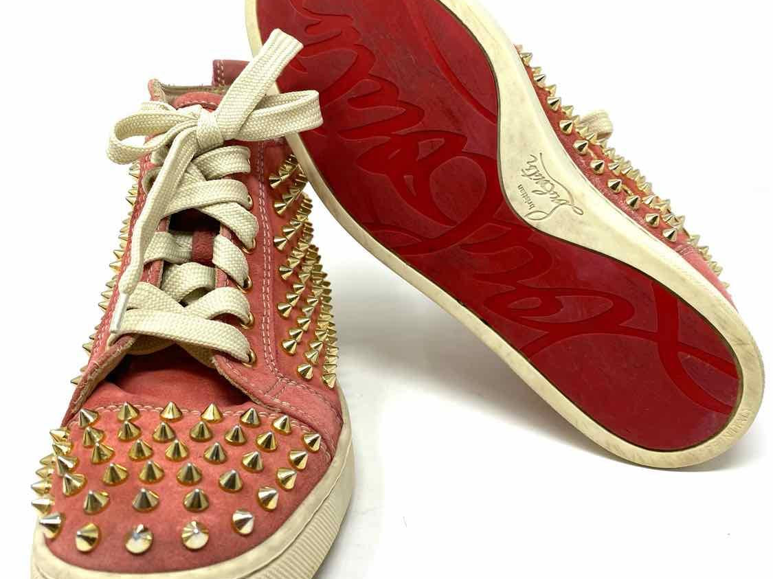 Christian Louboutin Women's Pink/Gold Studded Size 38/8 Sneakers - Article Consignment
