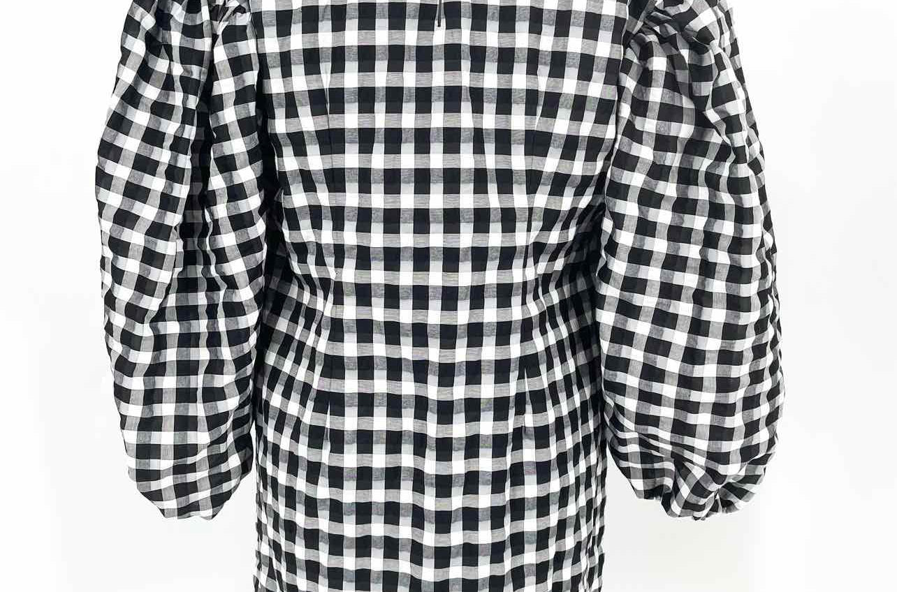 J Crew Women's black/white Shift Gingham Puff Sleeve Size S Dress - Article Consignment