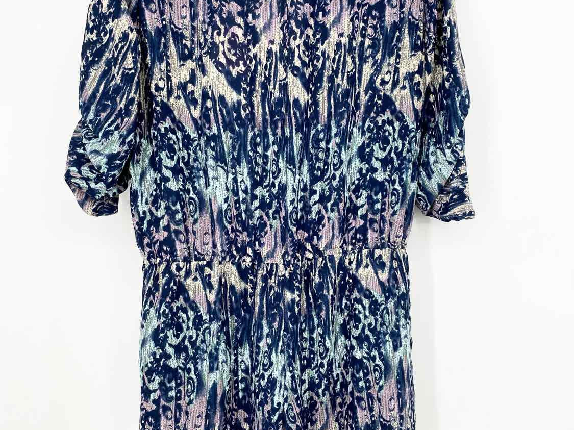BCBG Max Azria Women's Cade Blue Print Faux Wrap Abstract Size S Romper - Article Consignment