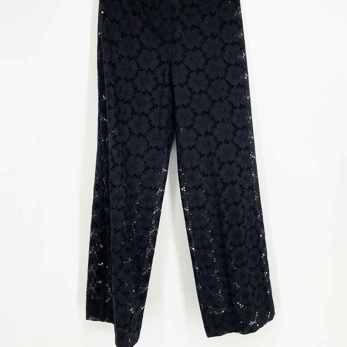 Chanel Women's Black Wide Leg Lace Sheer High Waisted Luxury Size 40/4 Pants - Article Consignment