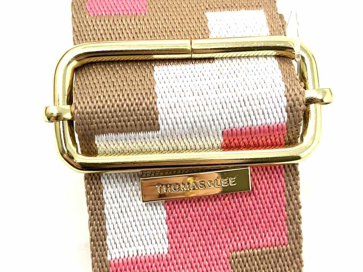 Thomas and Lee Company Pink/Tan 29"-52" Geometric Bag Strap - Article Consignment