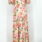 Black Iris Women's Cream/pink Maxi Silk Floral Size 4 Dress - Article Consignment