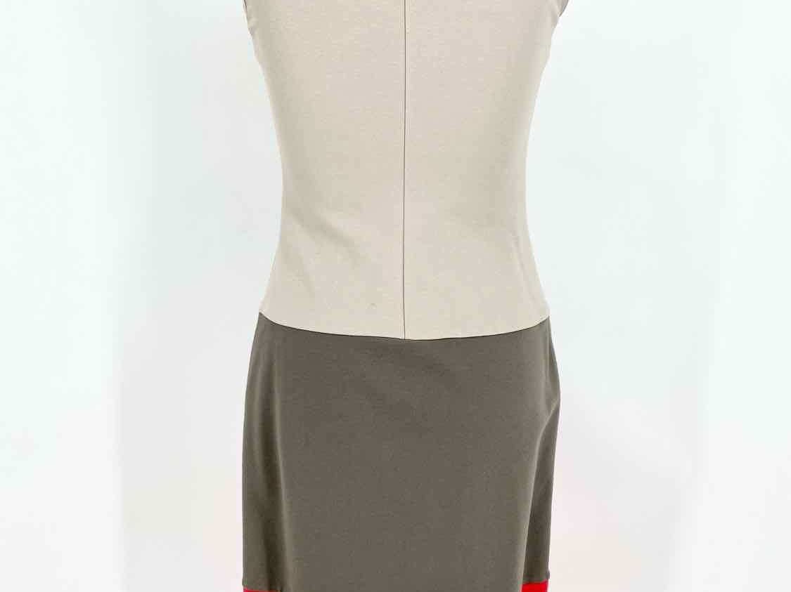 Diane Von Furs Size S Gray/Red sheath Color Block Dress - Article Consignment