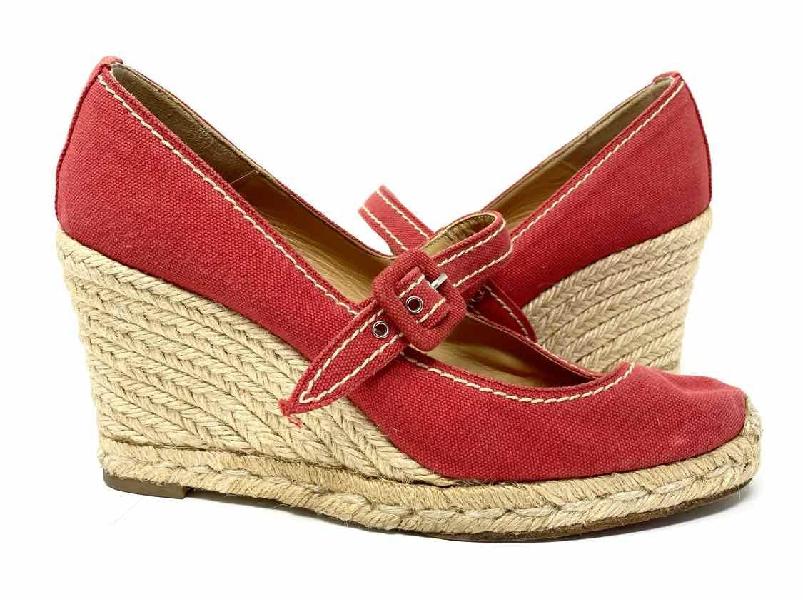 Christian Louboutin Women's Beige/Red Wedge Canvas Espadrille Luxury Pumps - Article Consignment