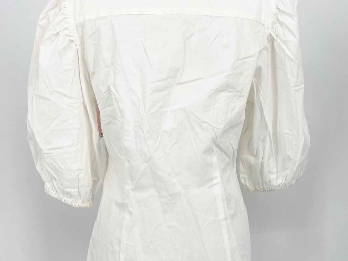 Michael by Michael Kors Women's White Button Up Puff Sleeve Short Sleeve Top - Article Consignment