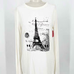 Les Copains Women's Ivory/Black T-shirt Jersey Graphics Size 46/L Long Sleeve - Article Consignment