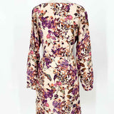 Lavand Women's Tan/Purple Long Sleeve Floral Size S Dress - Article Consignment