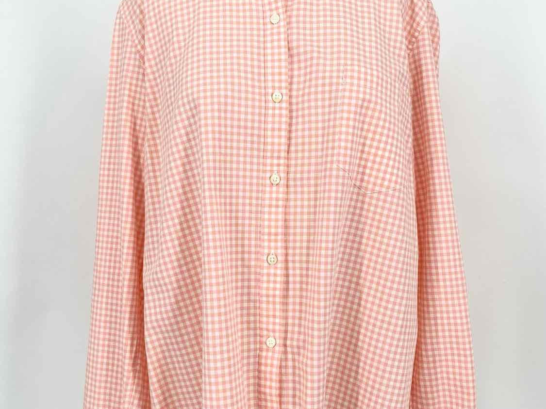 GAP Women's Pink/White Button Up Gingham Size XL Long Sleeve - Article Consignment