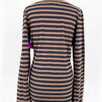 JWLA Women's Brown/Black V-Neck Jersey T-shirt Stripe Resort Size M Long Sleeve - Article Consignment