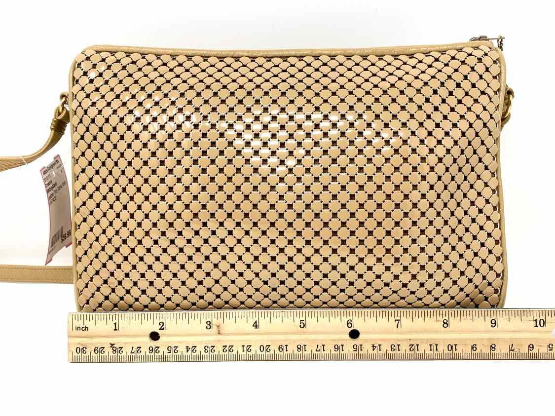 Whiting&Davis Leather Trim Camel Mesh Crossbody - Article Consignment