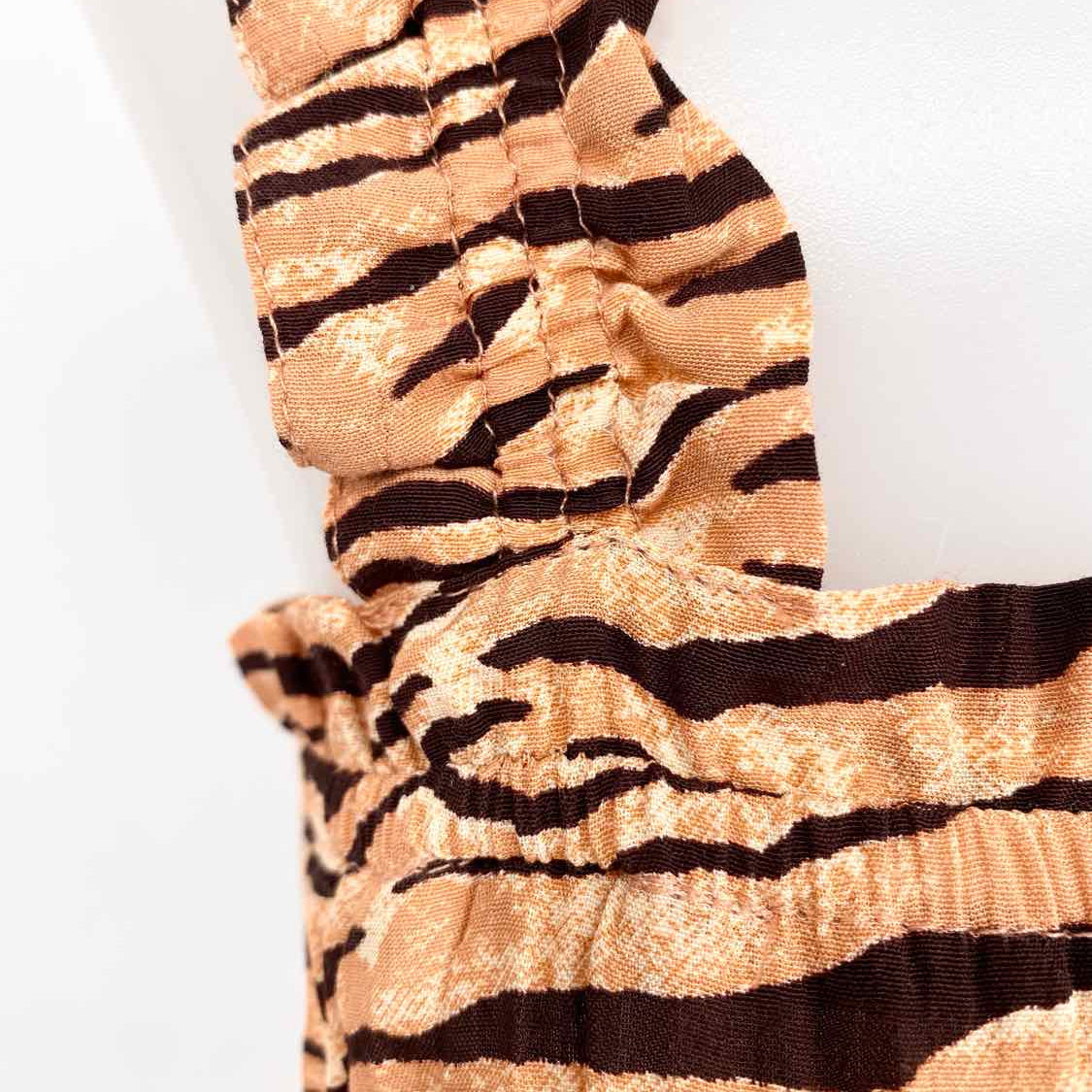 Faithfull The Brand Women's Beige/Brown Size 4 L/S Animal Print Dress
