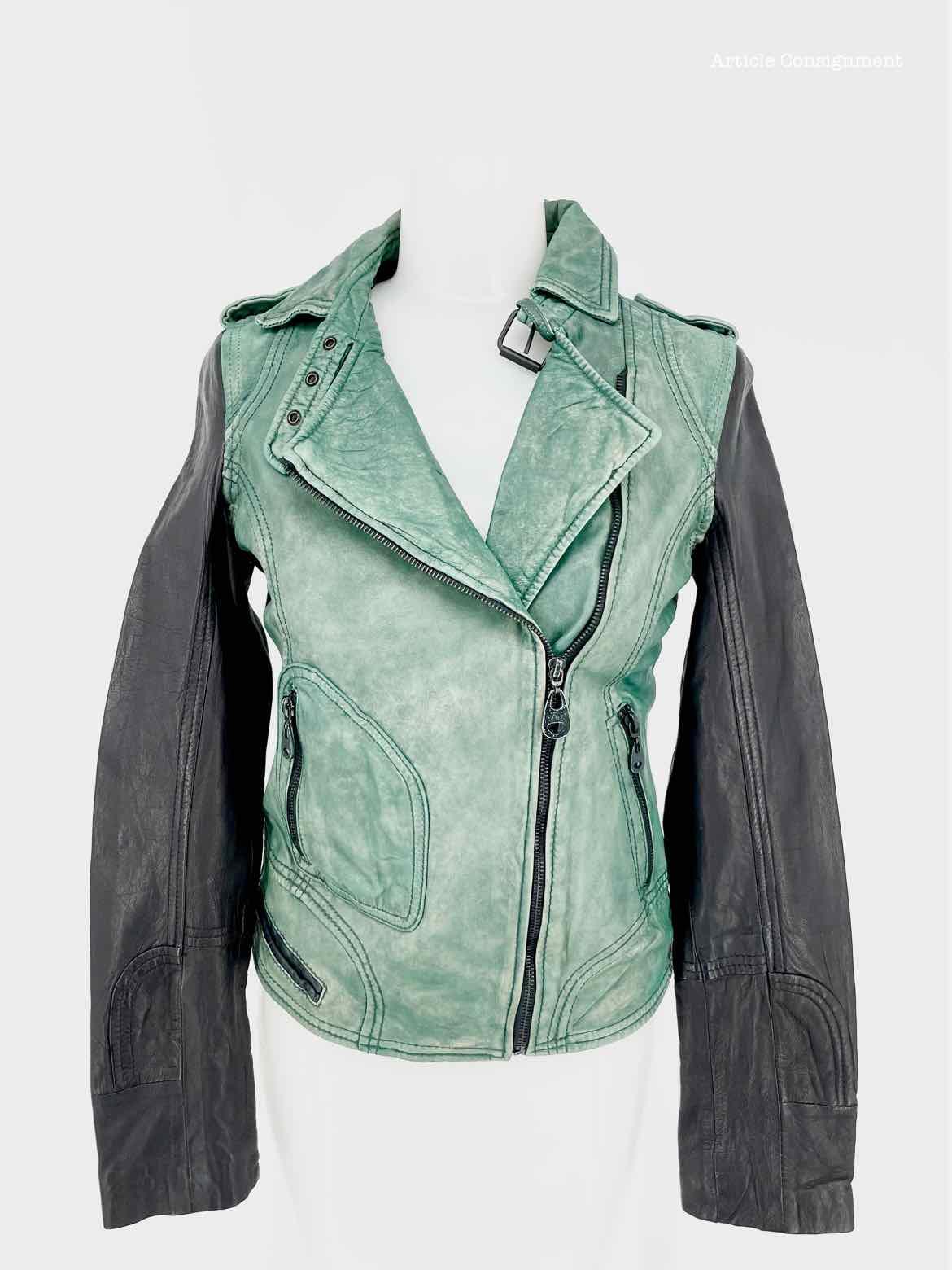 DOMA Size S Black/Green Moto Jacket - Article Consignment