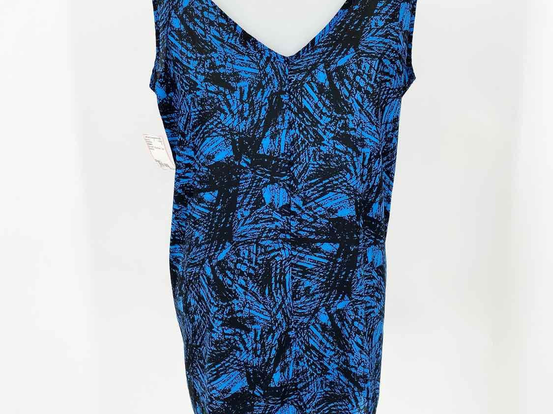 soprano Women's Blue/Black Tank Abstract Size L Sleeveless - Article Consignment
