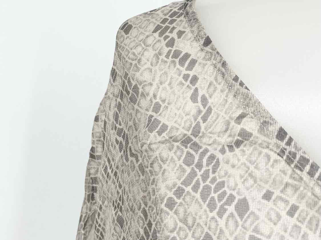 7 for all mankind Women's Light Gray Oversized Silk Sheer Snake Print Sleeveless - Article Consignment