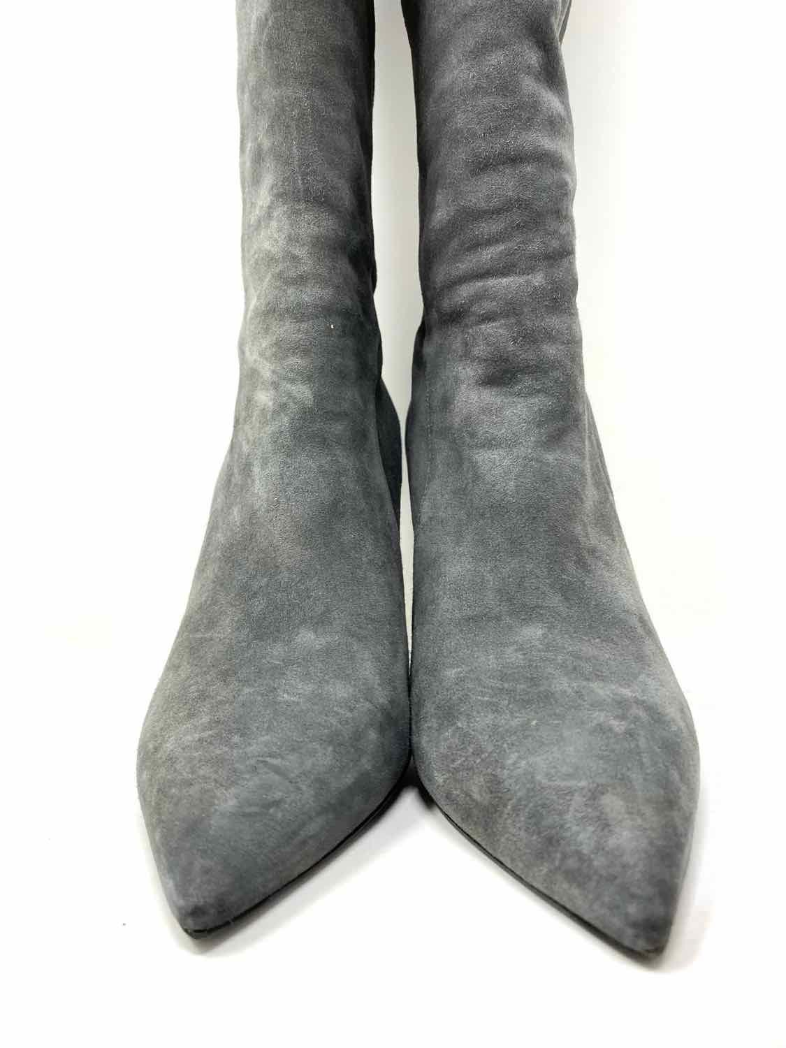Prada Women's Gray Knee High Suede Stiletto Luxury Size 40/9 Boots