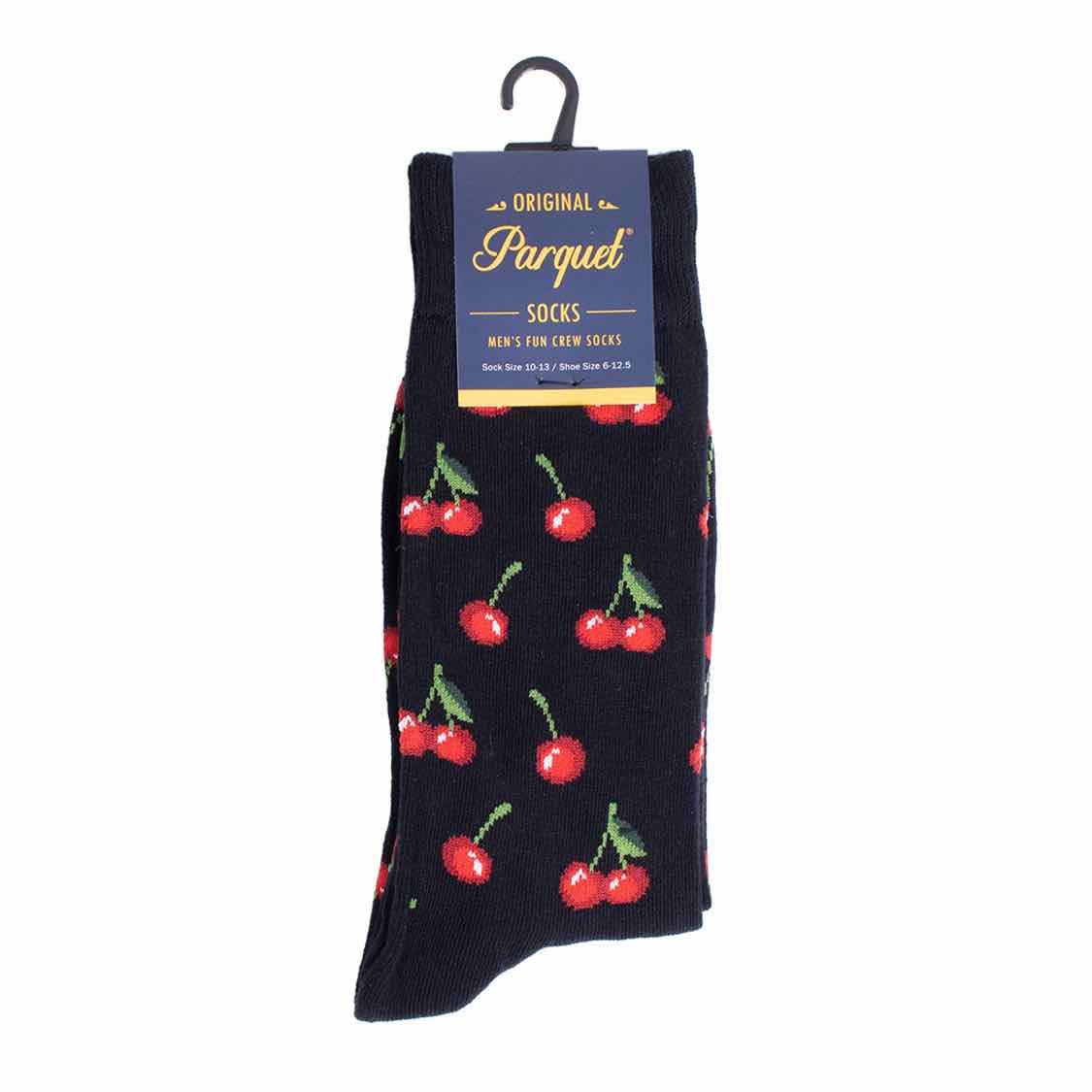 Parquet Men's Black Cherries Shoe Size 6-12.5 Socks - Article Consignment