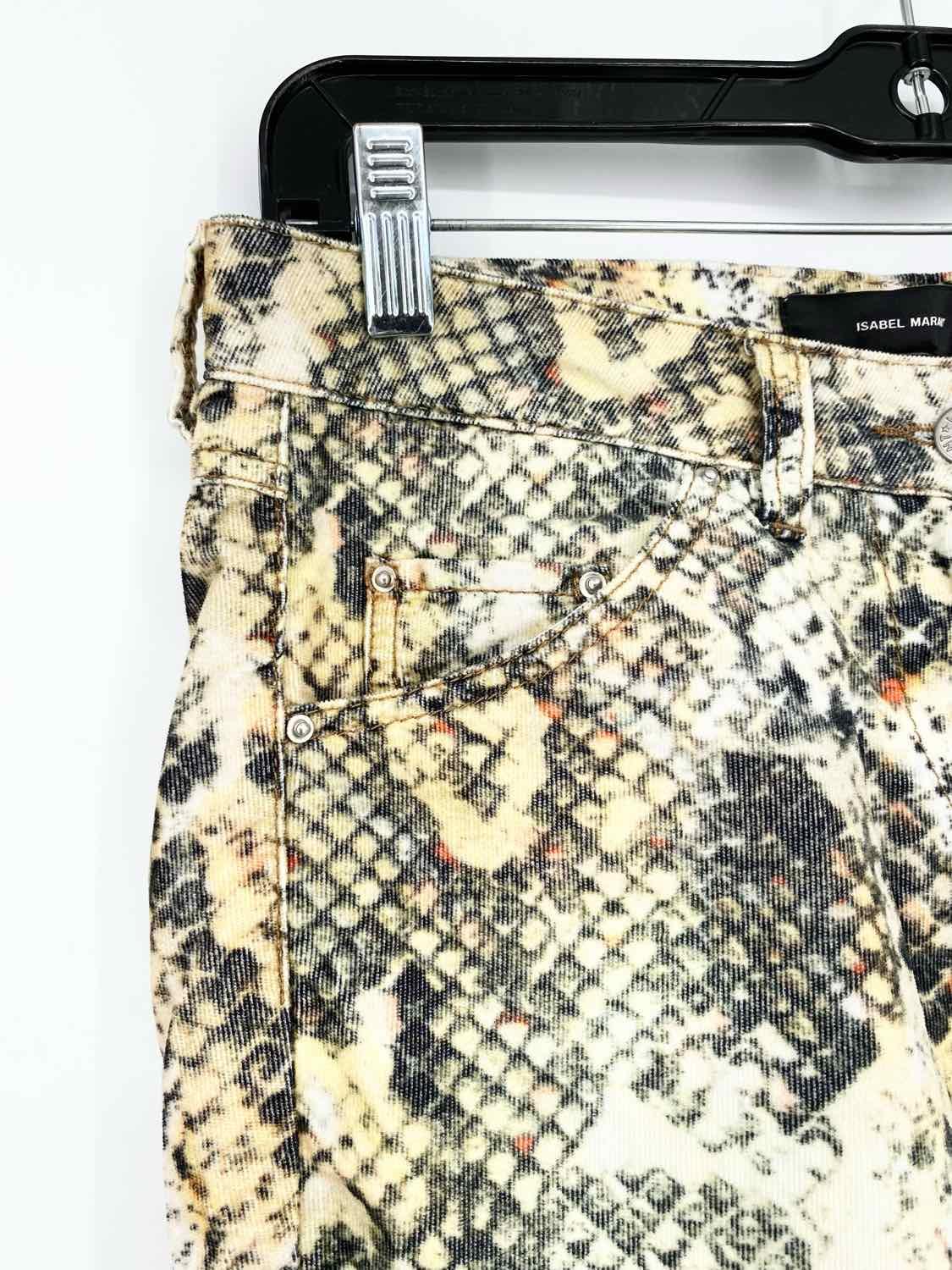 Isabel Marant Women's Black/Yellow Skinny Corduroy Snake Print Size 36/0 Jeans - Article Consignment