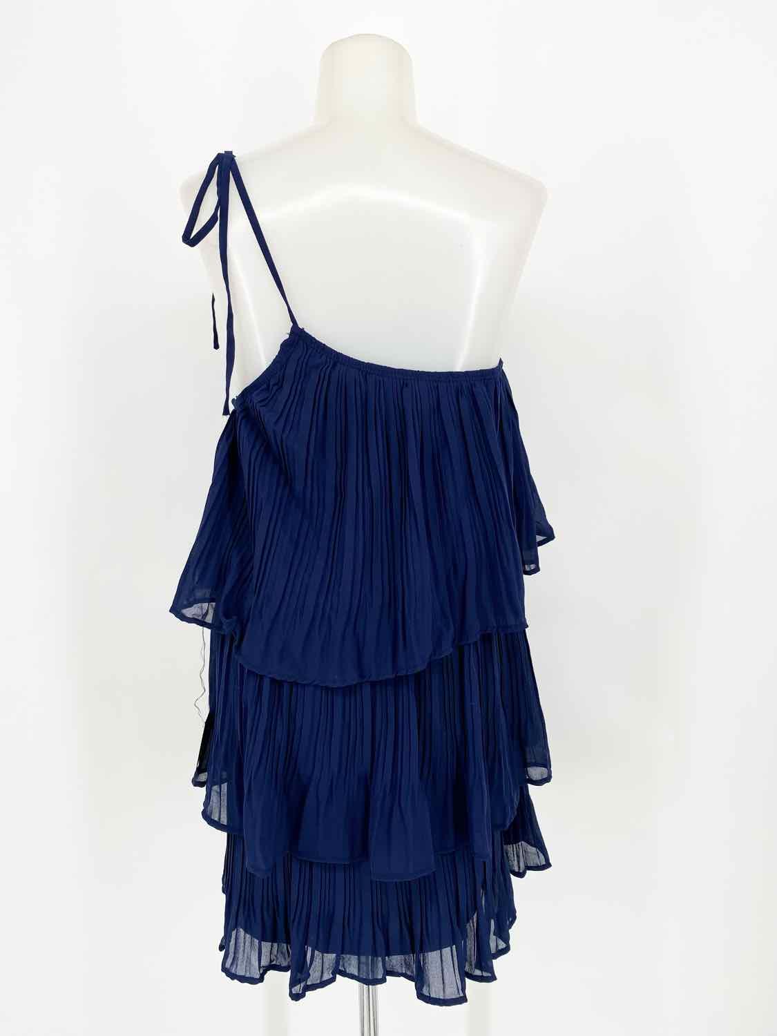 Lulus Women's Navy One Shoulder Tiered Size M Dress - Article Consignment