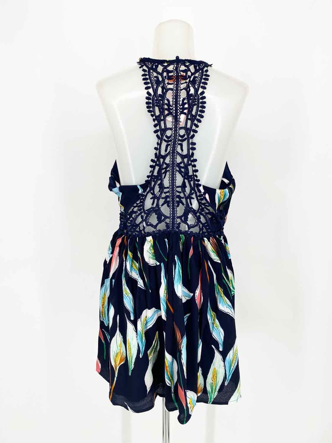 LUXMI Women's Navy/Pink Racerback Floral Size L Dress - Article Consignment