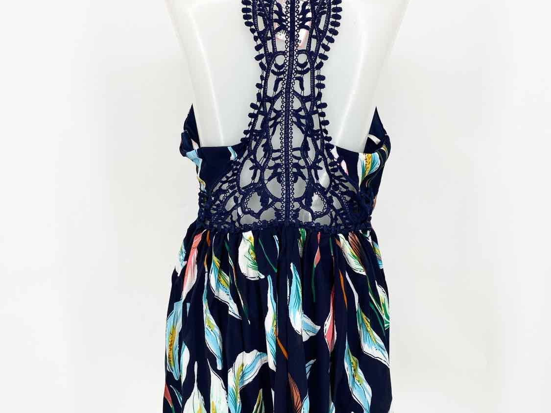 LUXMI Women's Navy/Pink Racerback Floral Size L Dress - Article Consignment