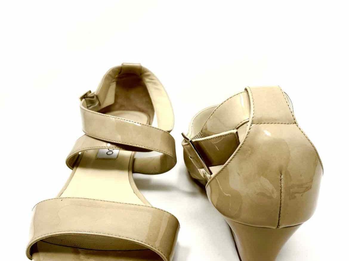 JIMMY CHOO Women's Nude Wedge Patent Leather Strappy Size 41/10 Sandals - Article Consignment