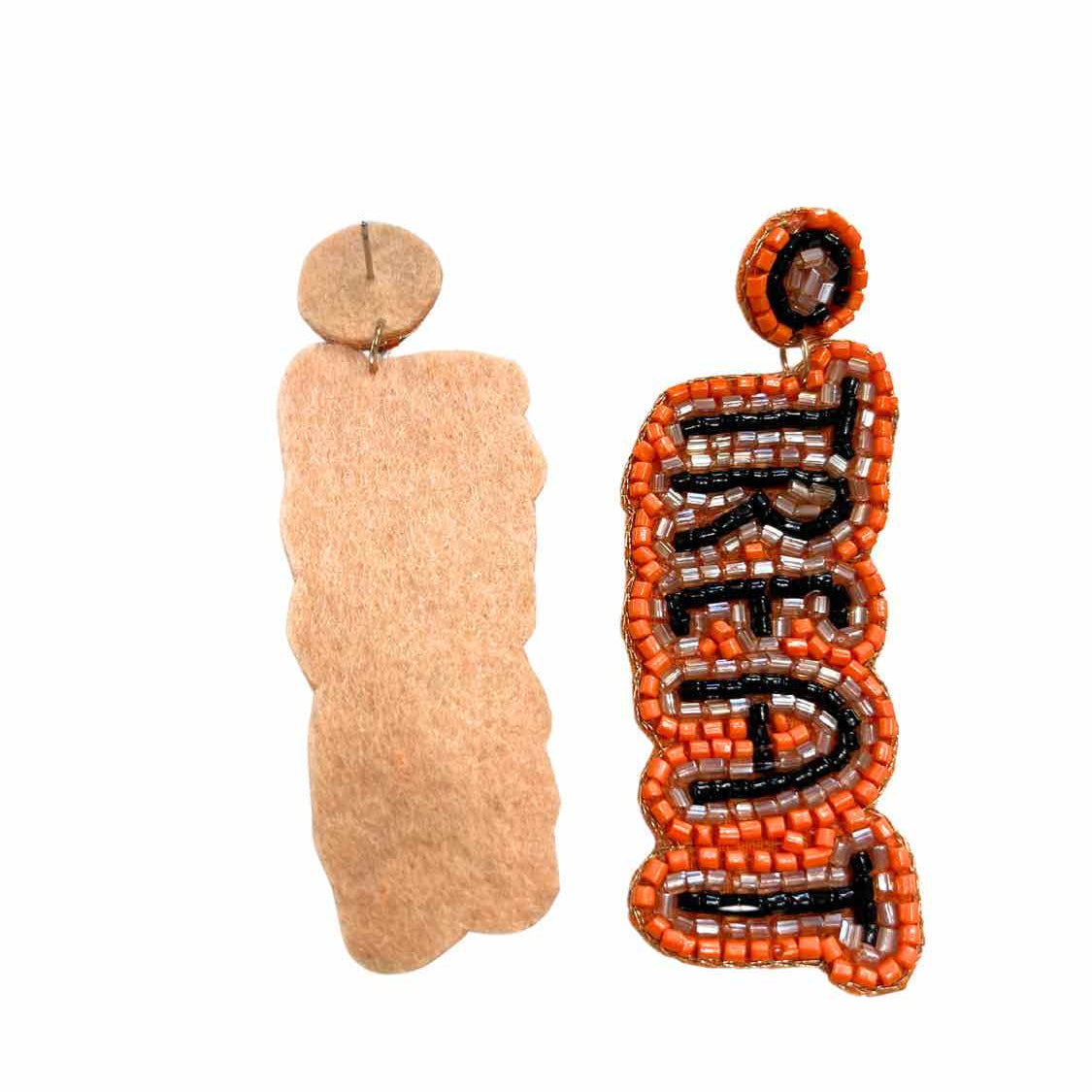 Seed Bead Orange 3 in Halloween Trick Treat Earrings