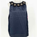 BCBG Max Azria Women's Navy Tank Silk Embellished Size M Sleeveless - Article Consignment