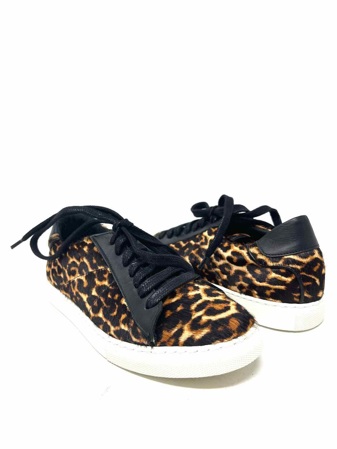 Minelli Women's Tan/black Lace-up Calf Hair Animal Print Size 36/6 Sneakers - Article Consignment