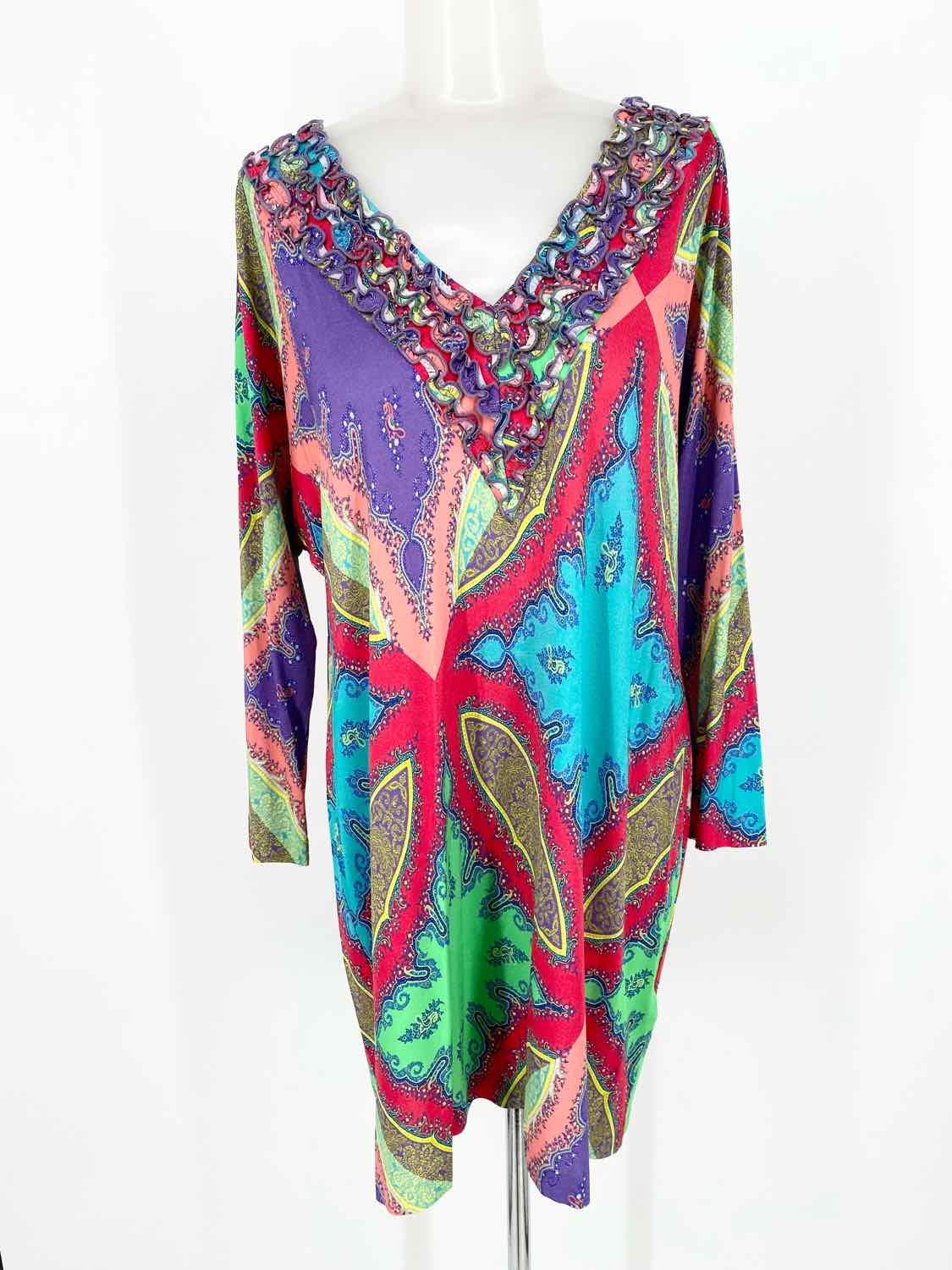 ETRO Women's Multi-Color Turkish Italy Size 48/L Viscose Blend Dress