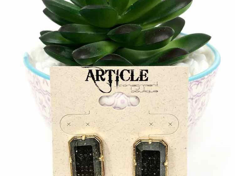 Kate Spade Stone Rectangle Gold/Gray Earrings - Article Consignment