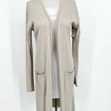 UNI QLO Women's Light Gray Long Knit Ribbed Size S Cardigan - Article Consignment