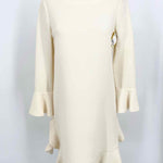 JILL STUART Women's Ivory Shift Wool Ruffled Size 2 Dress - Article Consignment