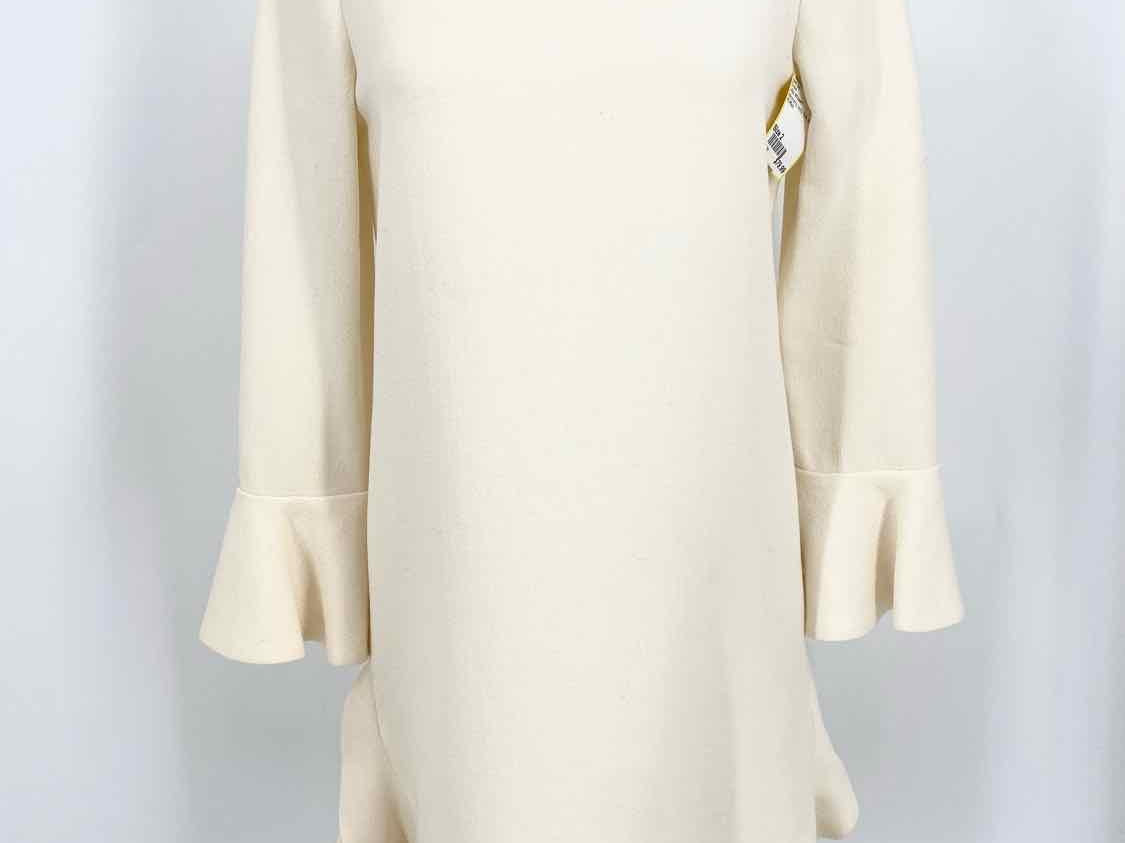 JILL STUART Women's Ivory Shift Wool Ruffled Size 2 Dress - Article Consignment